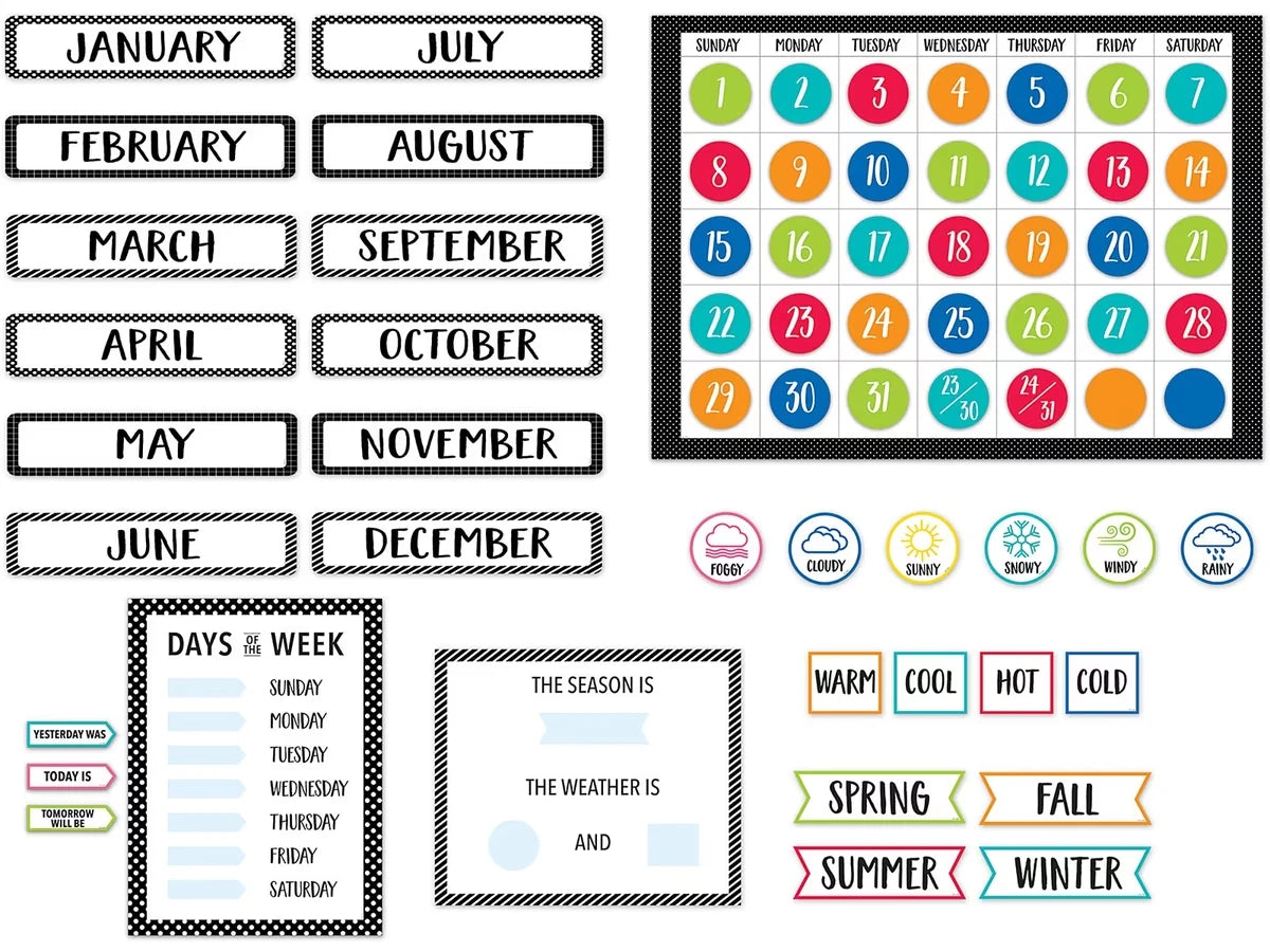 Pop of Color Calendar Bulletin Board Set - US 7467