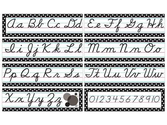 Black Polka Dot Cursive Bulletin Board Set - US 6928