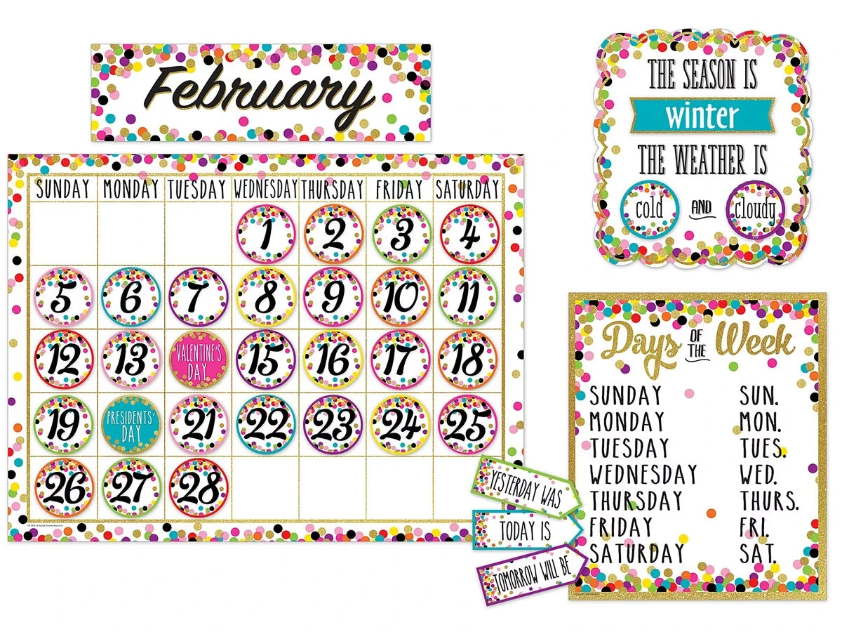 Confetti Calendar Bulletin Board Set - US 7048