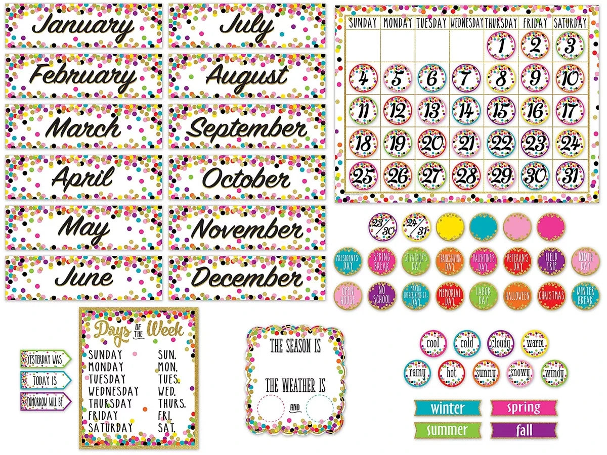 Confetti Calendar Bulletin Board Set - US 7048