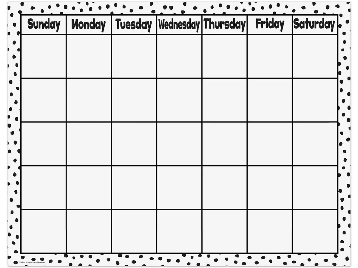 Black & White Classroom Calendar - US 4407