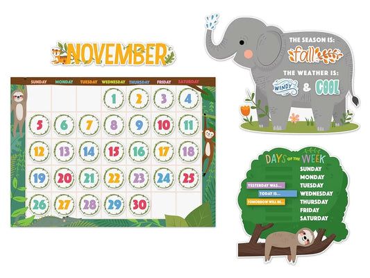 Jungle Friends Calendar Bulletin Board Set - US 4224