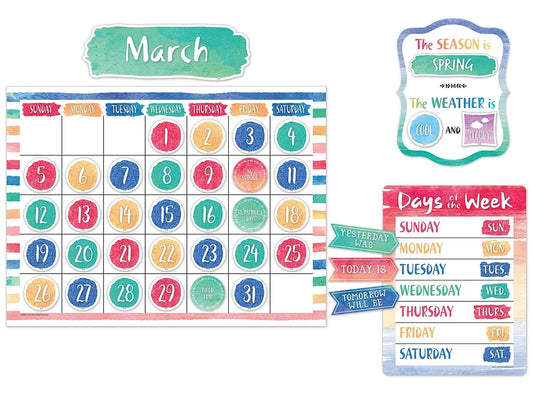 Watercolor Calendar Bulletin Board Set - US 8908