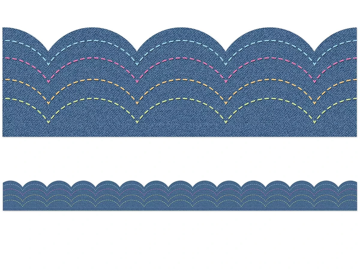 Crafty and Cool Denim Scalloped Waves Border - US 3215
