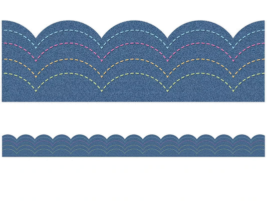 Crafty and Cool Denim Scalloped Waves Border - US 3215