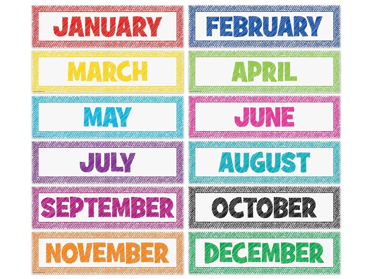 Scribble Months of the Year Bulletin Board Set - US 9006