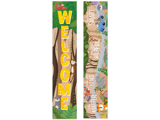 Jungle Friends Double-Sided Welcome Banner - US 7009