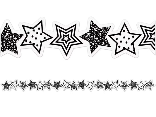Brights 4Ever Black & White Star Border - US 8698