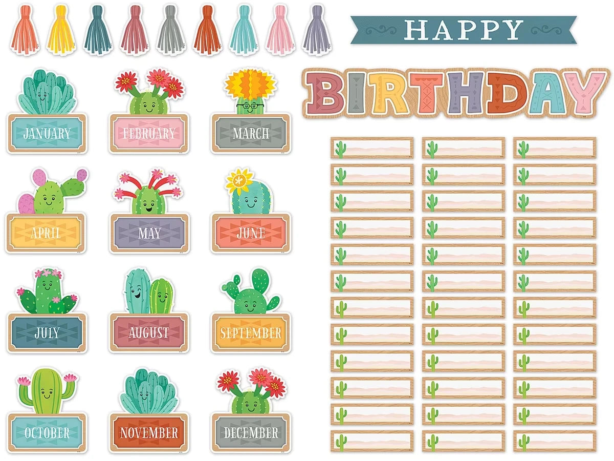 Happy Cactus Crew Birthday Bulletin Board Set - US 9361