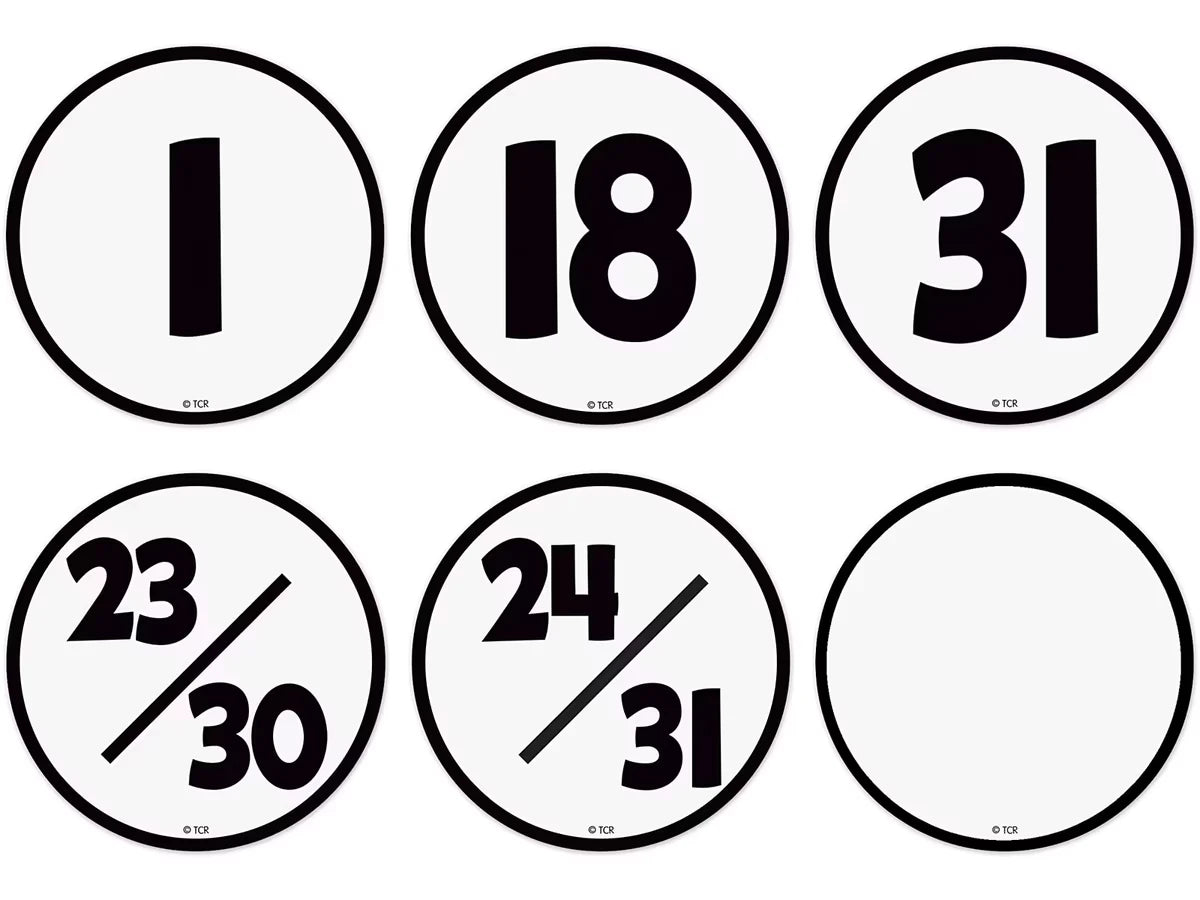 Black & White Calendar Mini Accents - US 7845