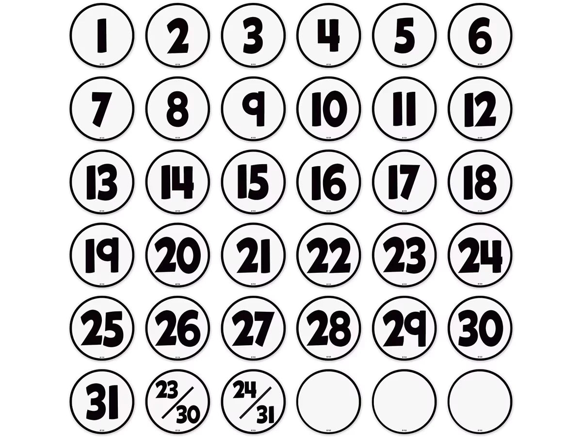 Black & White Calendar Mini Accents - US 7845
