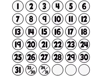 Black & White Calendar Mini Accents - US 7845