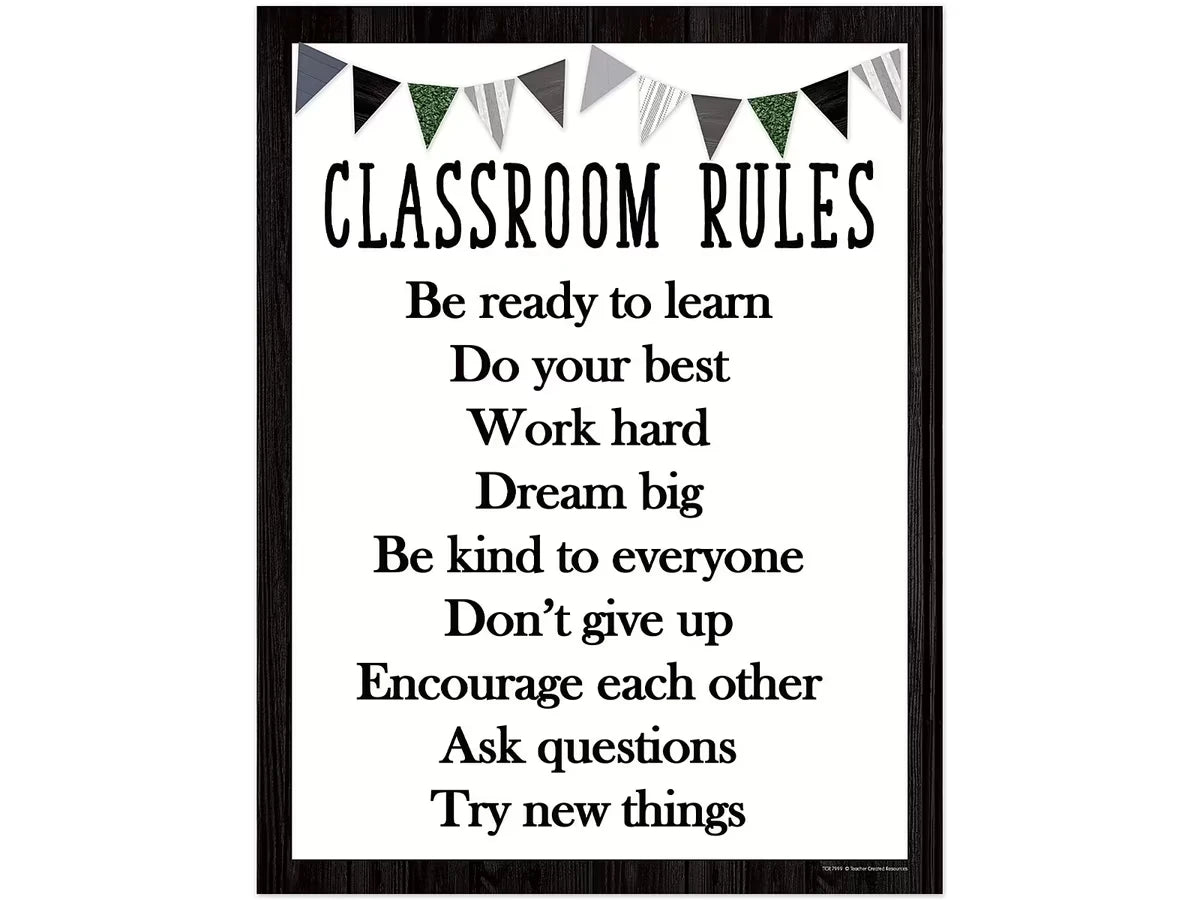 Modern Farmhouse Classroom Rules Poster - US 1456