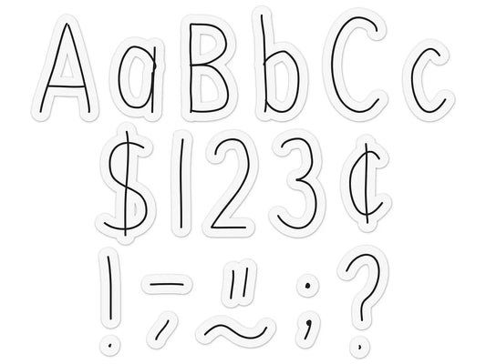 Black-On-White 4" Hand-Drawn Punch-Out Letters - US 5542
