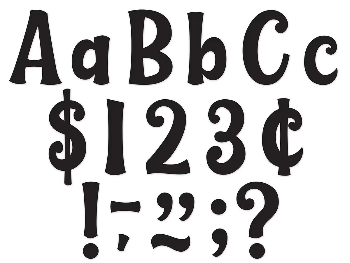 Whimsical Black 4" Punch-Out Letters - US 6087