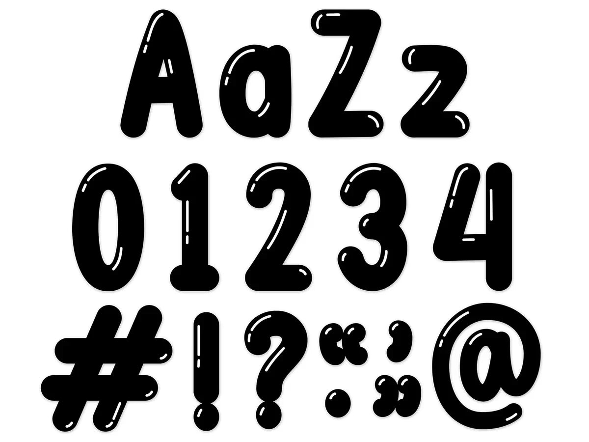 Black Bubble 4" Punch-Out Letters - US 8461