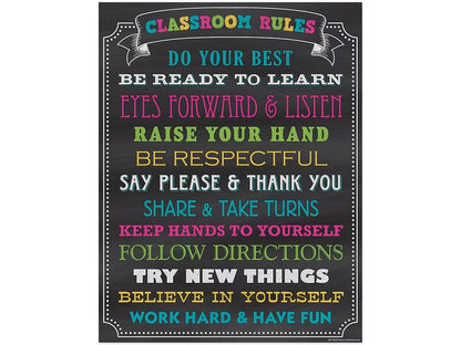 Chalkboard Brights Classroom Rules Poster - US 2115