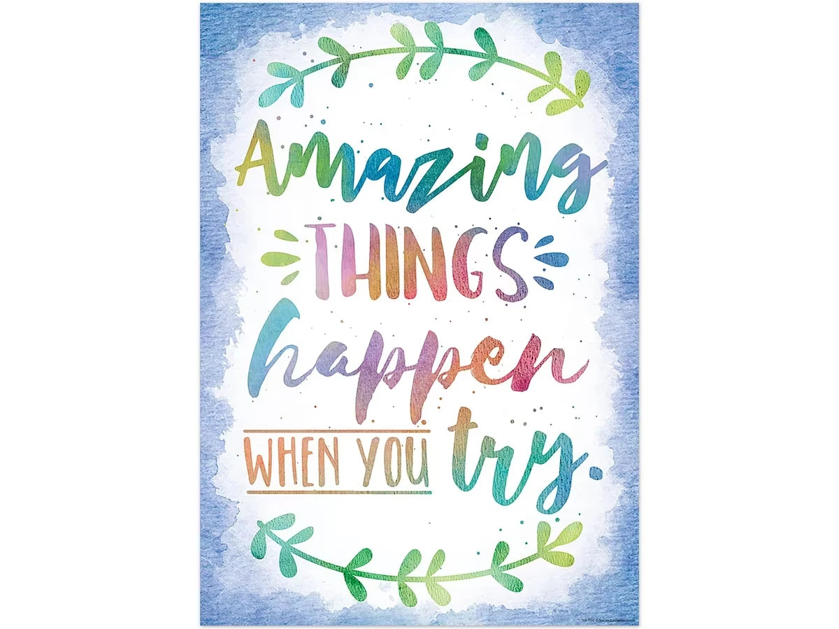 Watercolor Amazing Things Happen When You Try Poster - US 2663