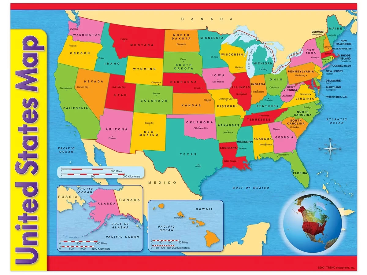 United States Map Poster - US 3754