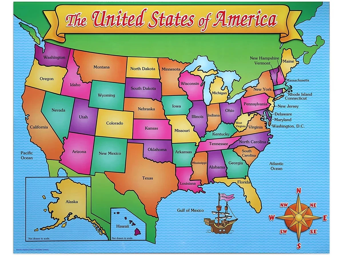 Friendly Write & Wipe U.S.A. Map Poster - US 8933
