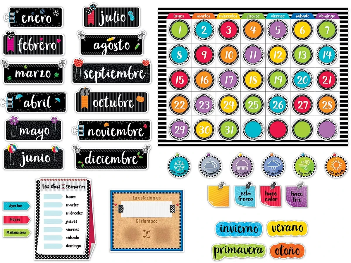 Bold & Bright Spanish Calendar Bulletin Board Set - US 7018