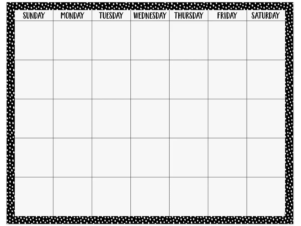 Black & White Messy Dot Classroom Calendar Poster - US 8978