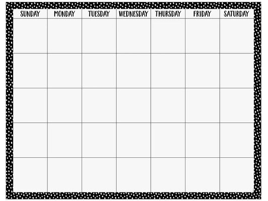 Black & White Messy Dot Classroom Calendar Poster - US 8978