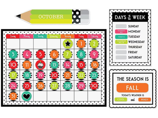 Black, White & Stylish Brights Calendar Bulletin Board Set - US 5255