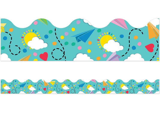 Happy Place Paper Airplane Scalloped Border - US 9653