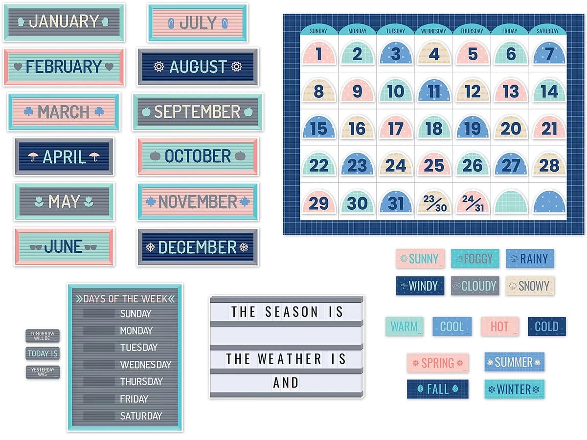 Calm & Cool Calendar Bulletin Board Set - US 3795