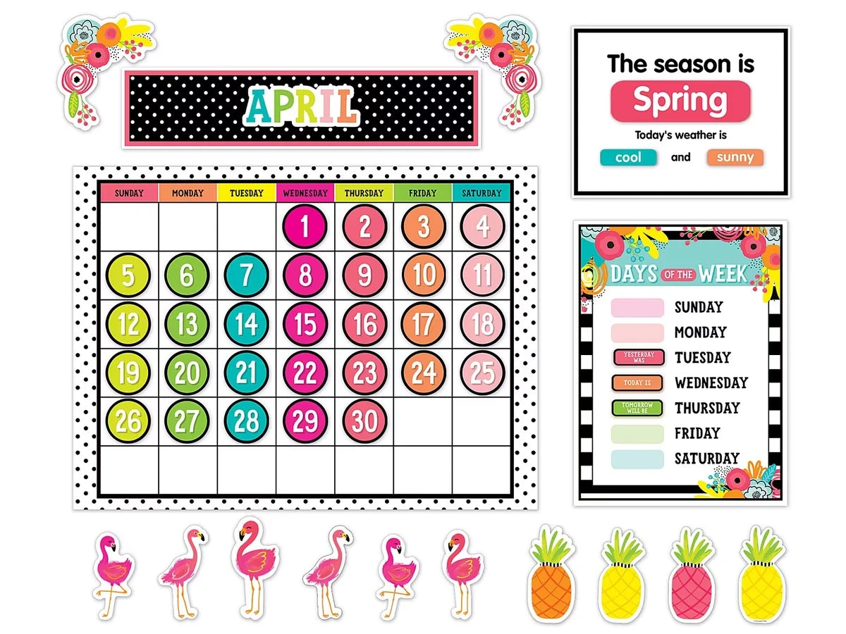 Simply Stylish Tropical Calendar Bulletin Board Set - US 4291