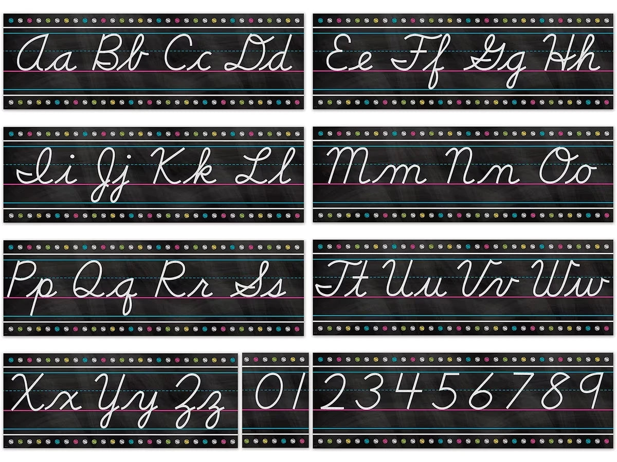 Chalkboard Brights Cursive Bulletin Board Set - US 7014