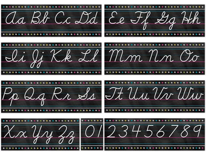 Chalkboard Brights Cursive Bulletin Board Set - US 7014