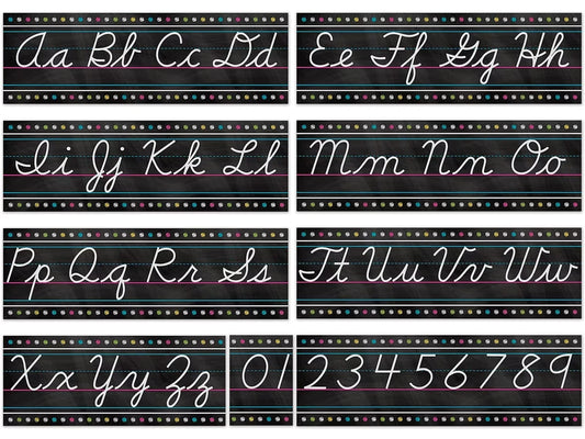 Chalkboard Brights Cursive Bulletin Board Set - US 7014