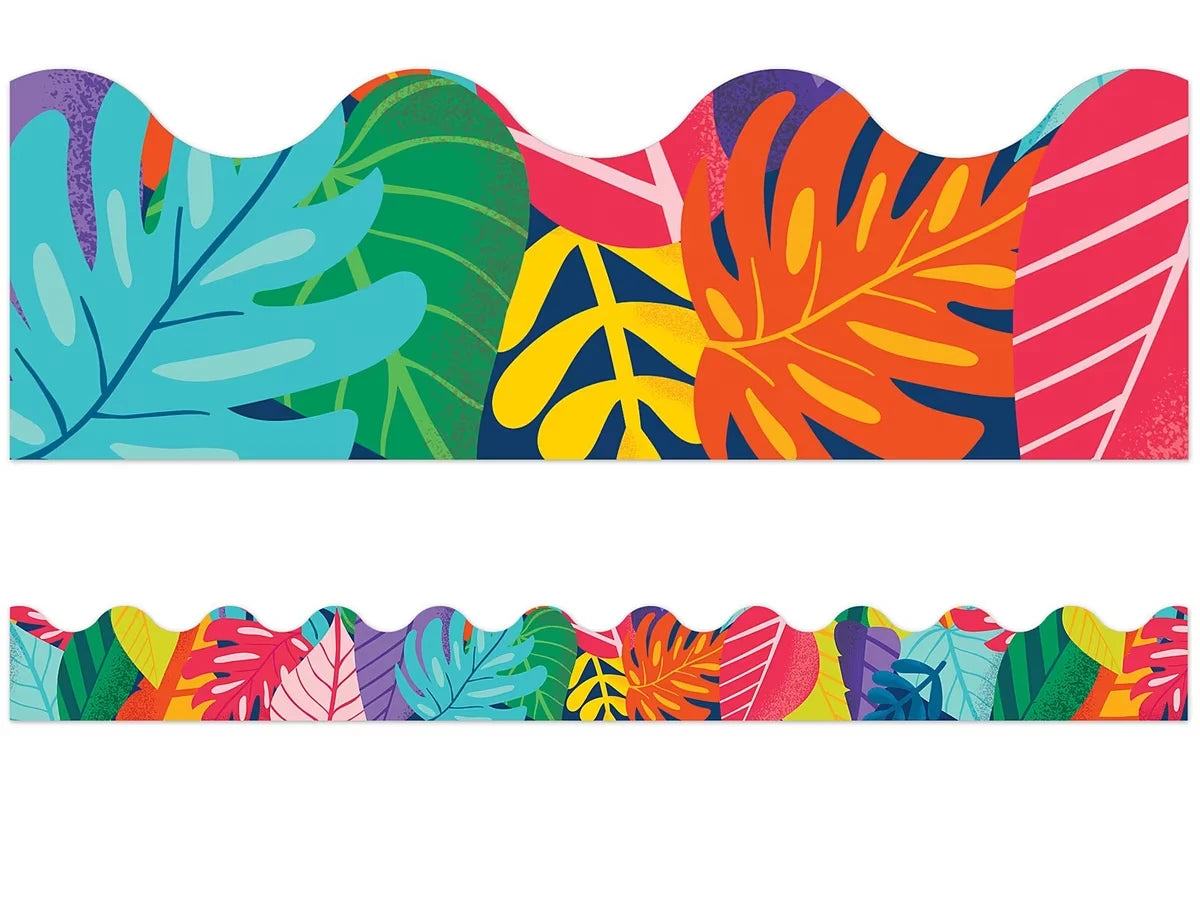 One World Colorful Leaf Scalloped Border - US 9719