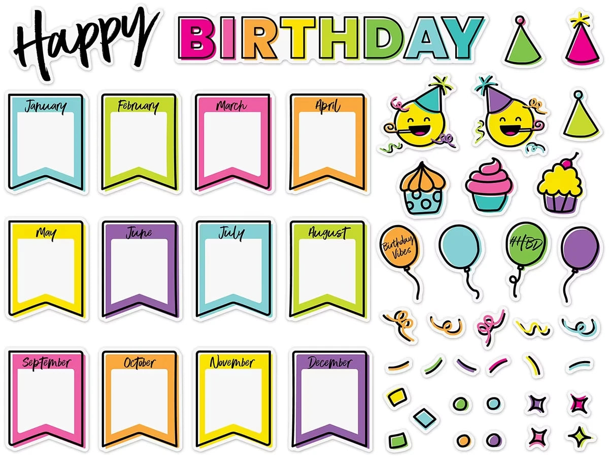 Kind Vibes Birthday Bulletin Board Set - US 6448