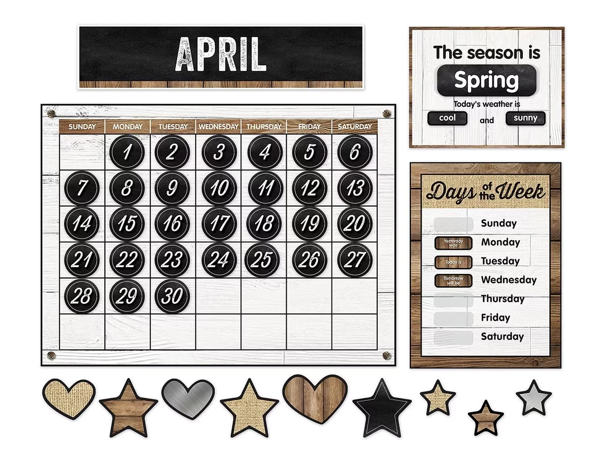 Industrial Chic Calendar Bulletin Board Set - US 8796