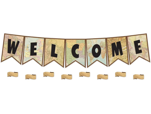 Travel the Map! Welcome Pennant Bulletin Board Set - US 5229