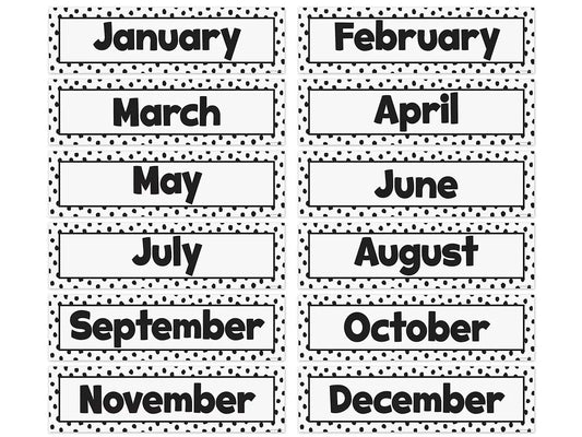 Black Dots on White Months of the Year Bulletin Board Set - US 3924