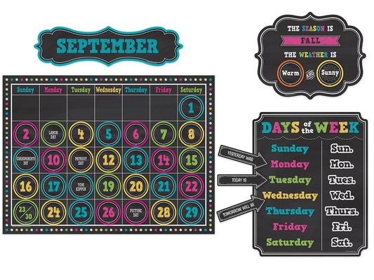 Chalkboard Brights Calendar Bulletin Board Set - US 5587