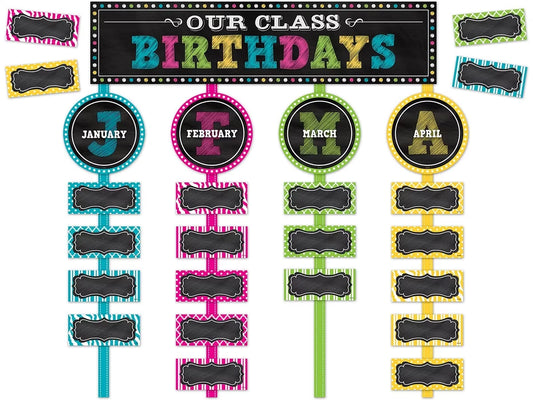 Chalkboard Brights Birthday Bulletin Board Set - US 9123