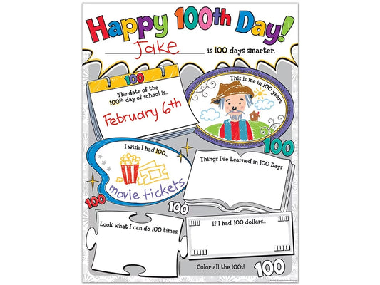 Happy 100th Day! All About Me Posters - Set of 32 - US 5971