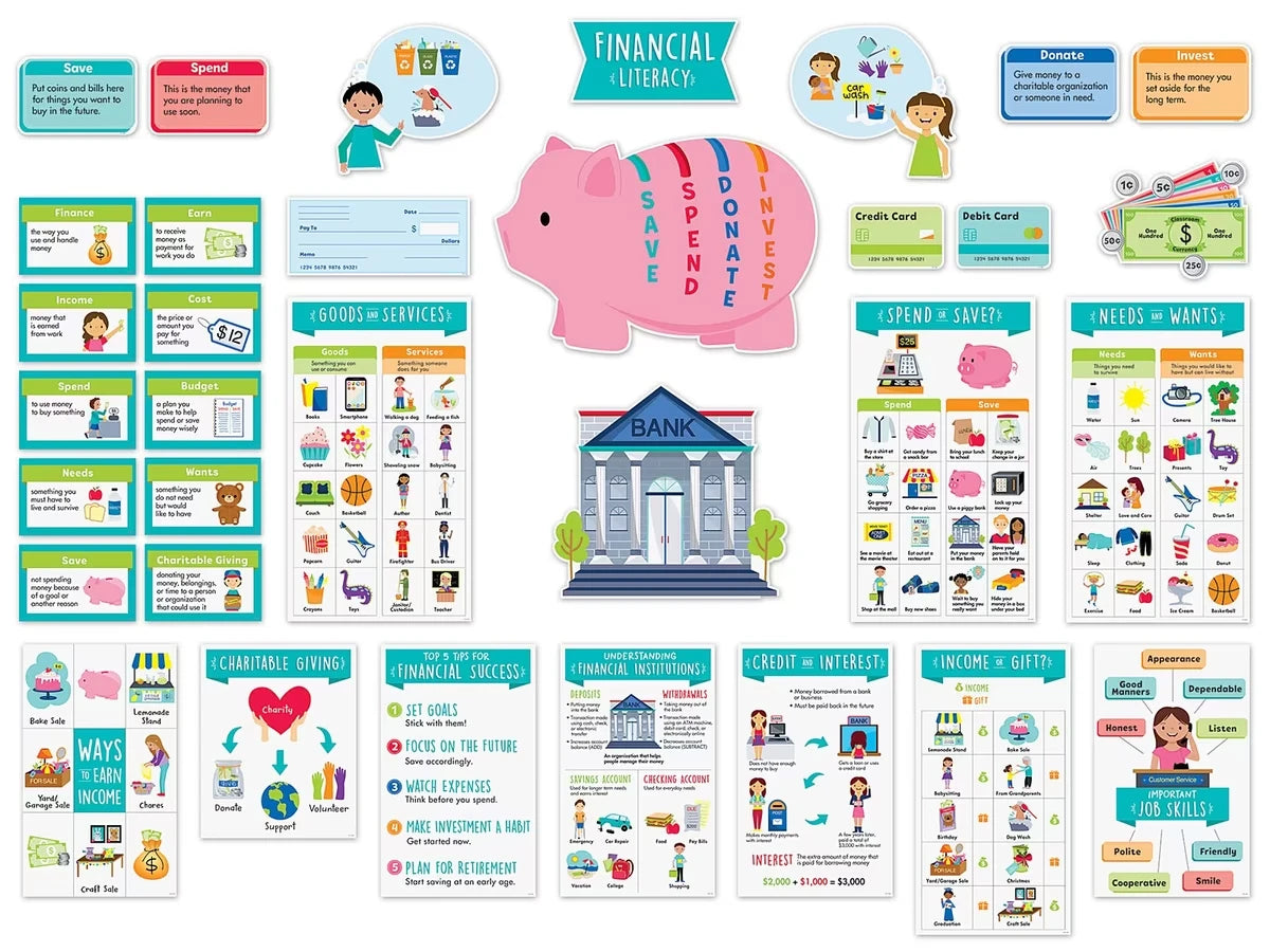Financial Literacy for Kids Bulletin Board Set - US 1340