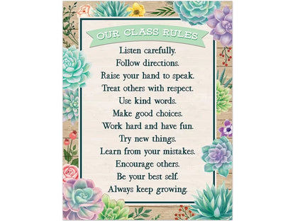 Rustic Bloom Classroom Rules Poster - US 5096