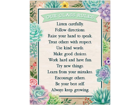 Rustic Bloom Classroom Rules Poster - US 5096