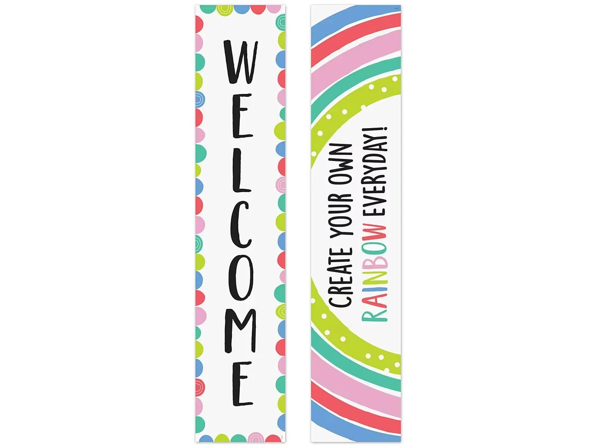 Rainbow Doodles Welcome Double-Sided Banner - US 5805