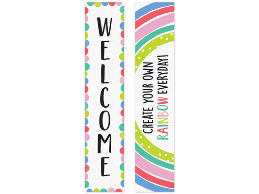 Rainbow Doodles Welcome Double-Sided Banner - US 5805