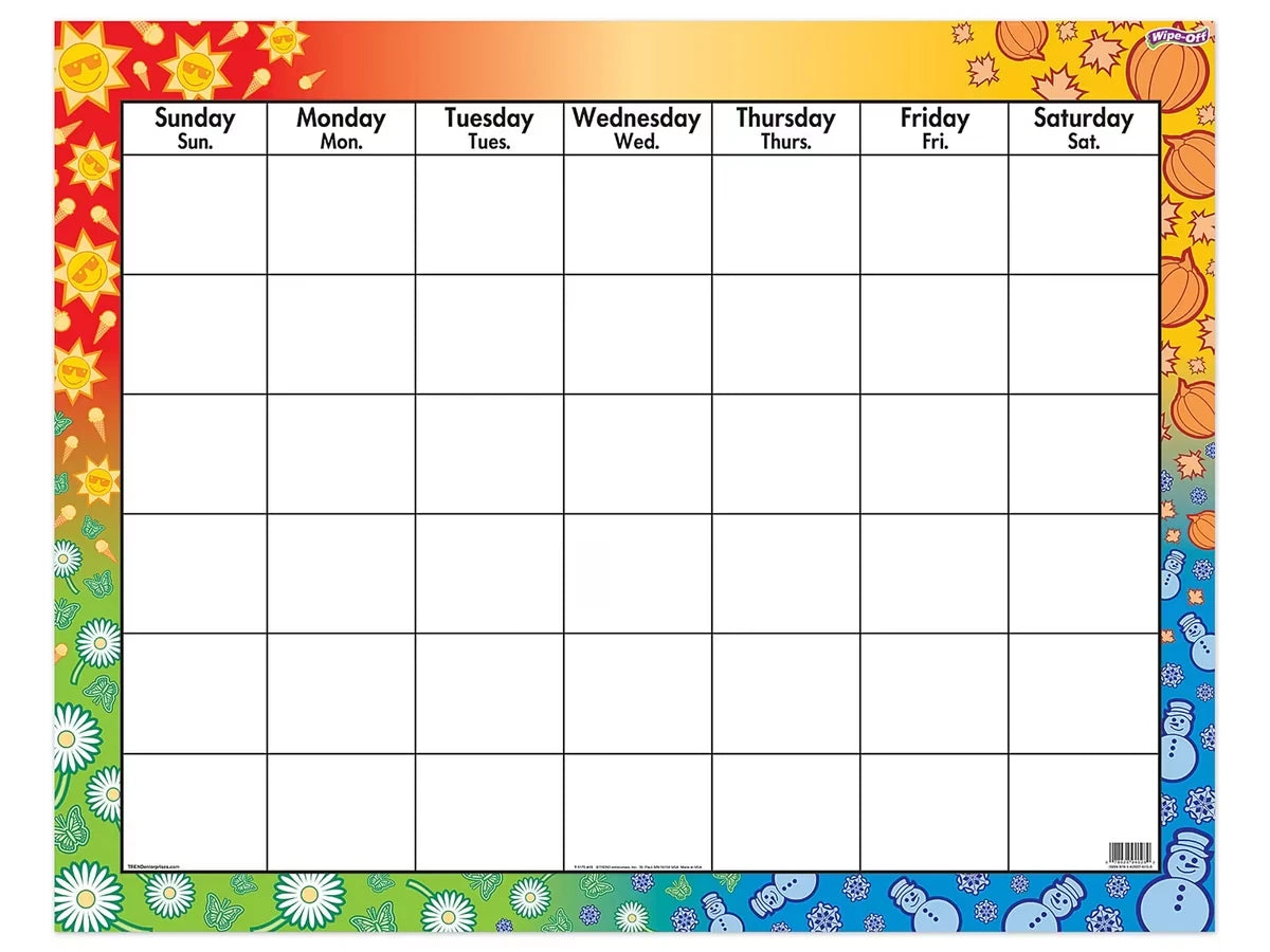 Four Seasons Write & Wipe Classroom Calendar - US 7786