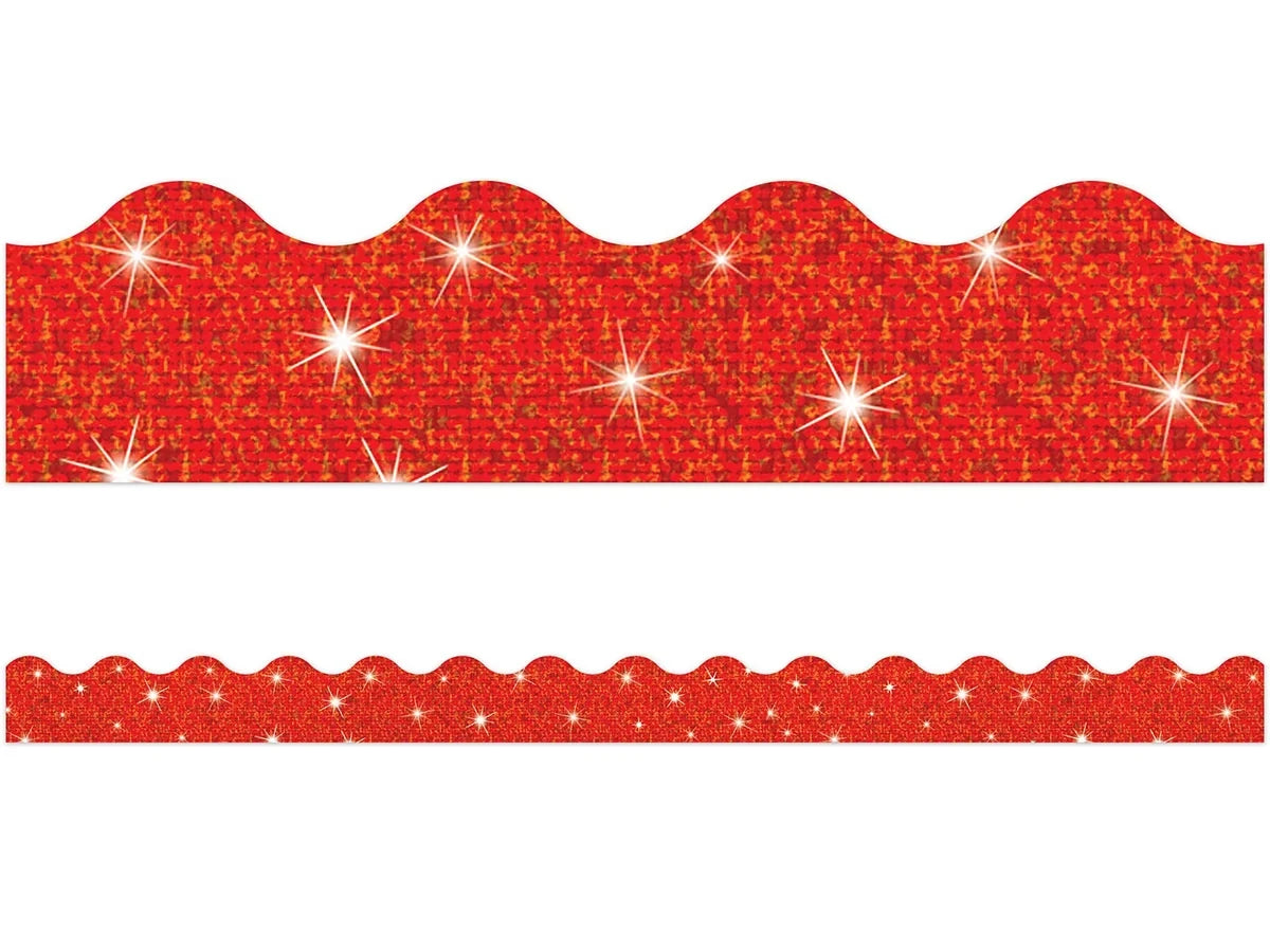 Red Sparkle Scalloped Border - US 9695