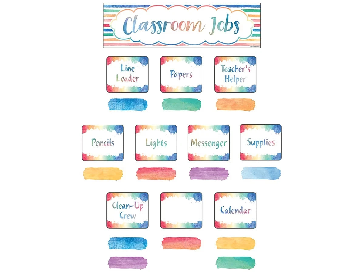 Watercolor Classroom Jobs Bulletin Board Set - US 9137
